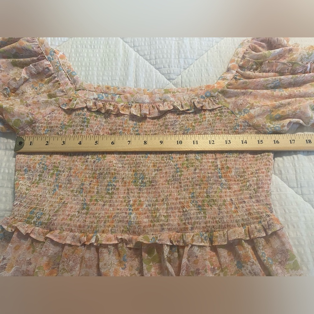 Boho Peasant Floral Crop Top; Size: M - Picture 4 of 9